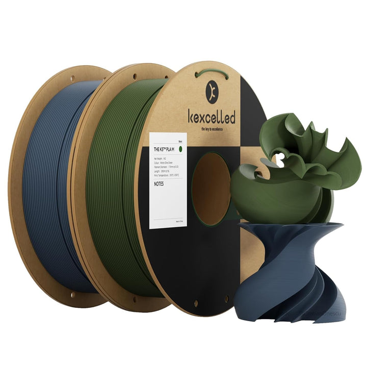 Matte PLA Filament 1,75mm, kexcelled 3D Drucker Filament +/- 0,03 mm, 2kg Spule (4,4lbs), Papprolle,