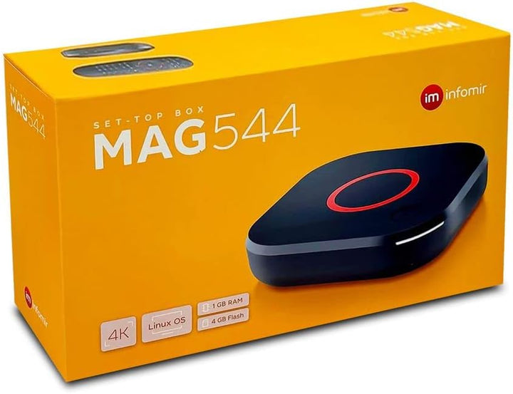 MAG 544w3 IPTV Set Top Box mit 4K und HEVC H 265 Unterstützung Linux WLAN integriert