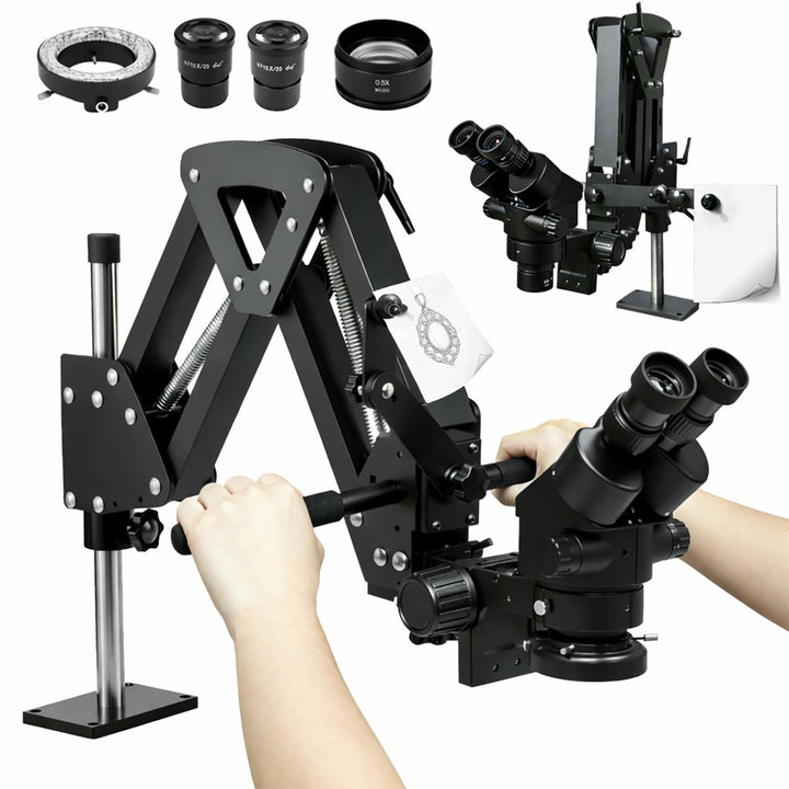 Professionelles Schmuckmikroskop 7X–45X mit verbessertem Schwenkarm – Binokulares Stereo-Mikroskop m