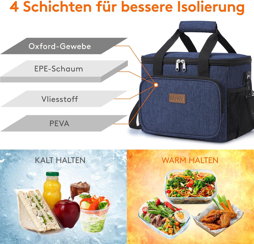 Lifewit Kühltasche 15L, Lunch Tasche Faltbar, Lunch Bag für Herren und Damen, Isolierte Tasche mit R