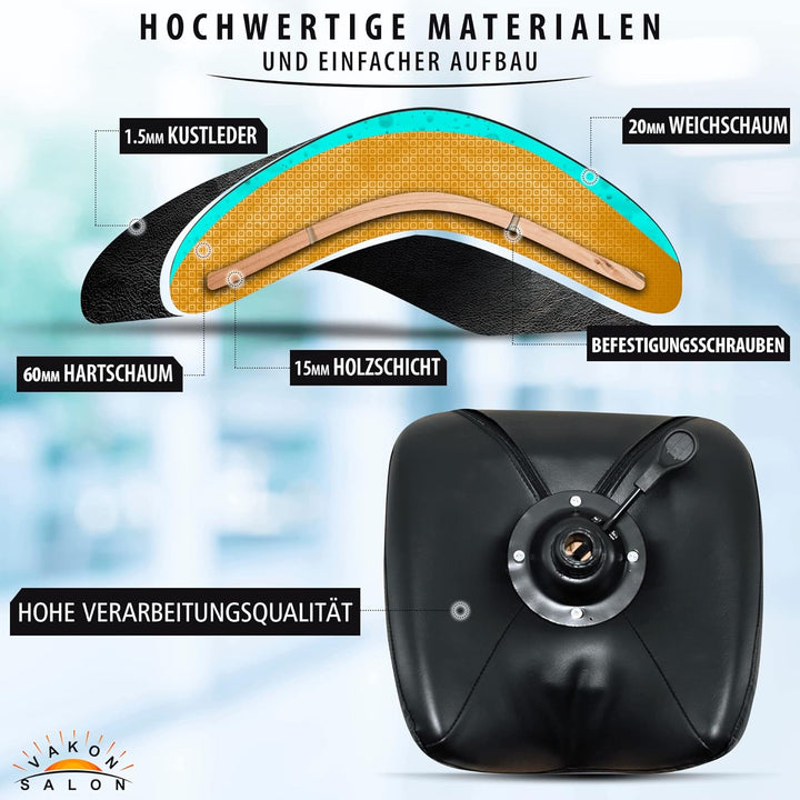 Premium Sattelhocker, Sattelstuhl für Rückenentlastung, Rollhocker höhenverstellbar von 50-65 cm Dre
