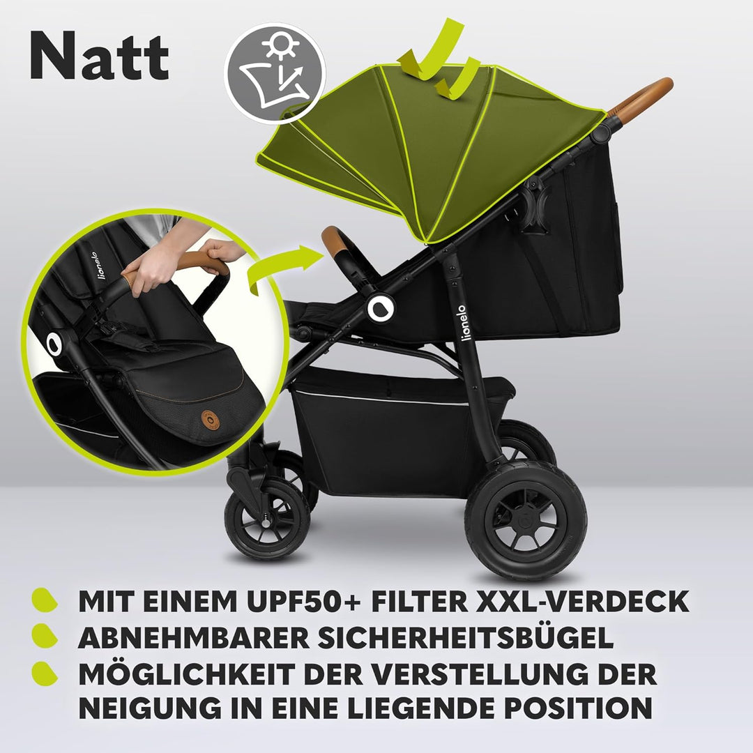 LIONELO Natt Kinderwagen Buggy bis zu 22 kg Verstellbarer Griff und Verstellung der Rückenlehne zur