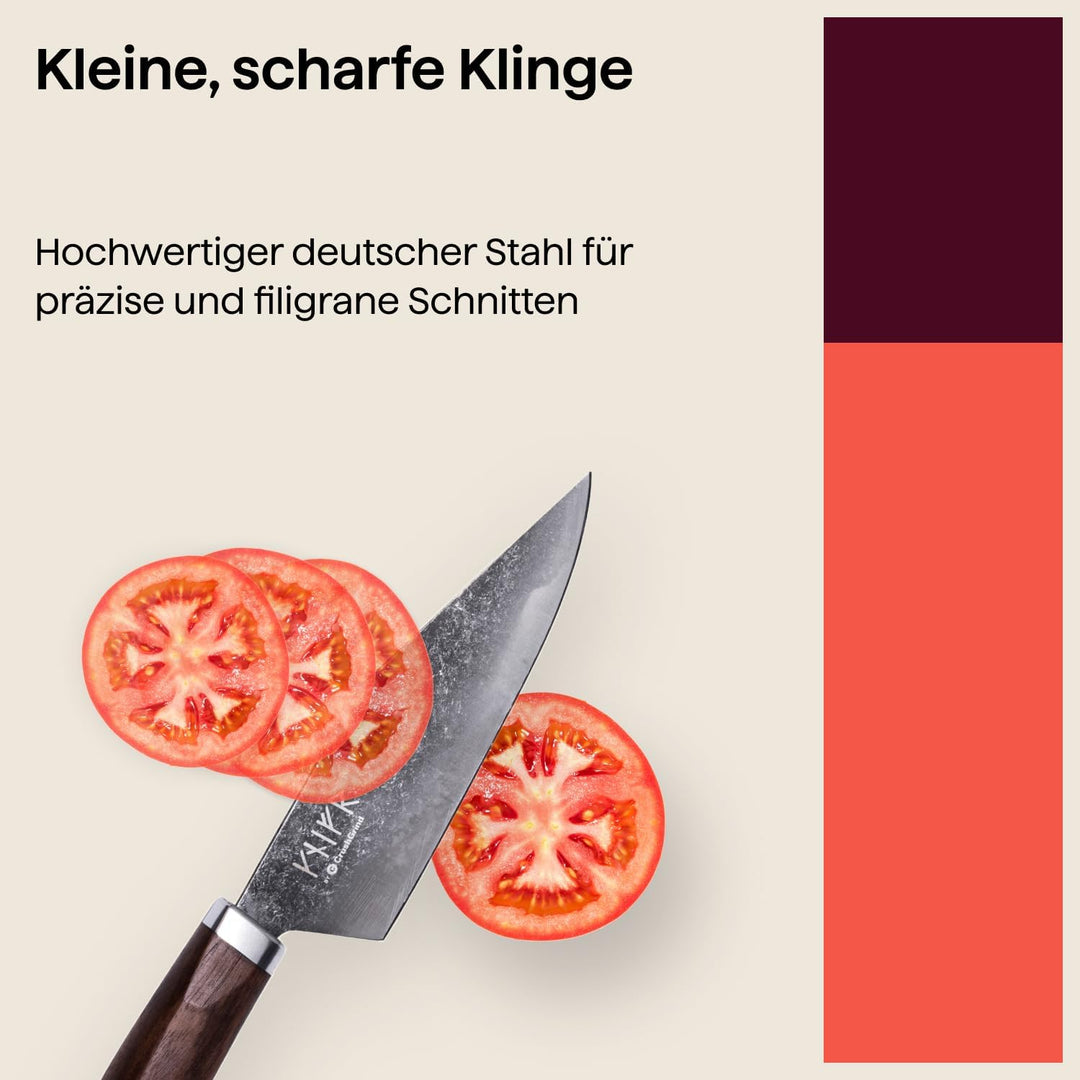 Crushgrind VIKING Skjald's Messer 11 cm | Küchenmesser aus Edelstahl mit Holzgriff | Zum Schneiden,