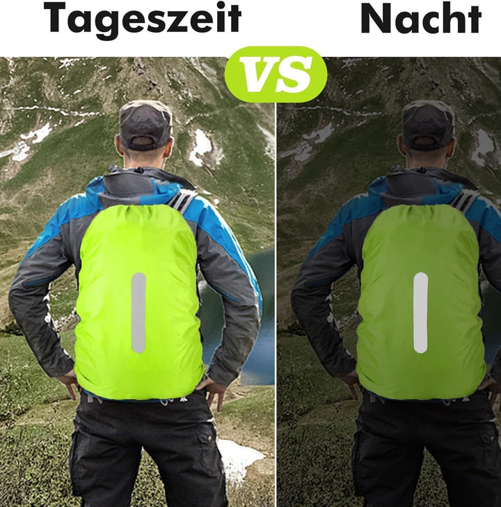 Regenschutz für Rucksäcke mit reflektierenden Streifen, 15L-100L, wasserdichter Rucksack-Regenschutz