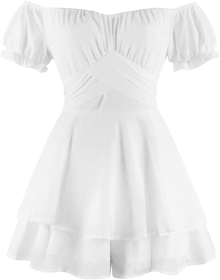 FYMNSI Damen Sommer Jumpsuit Elegant Schulterfrei Cocktail Party Festlich Overall Hosenanzug Playsui