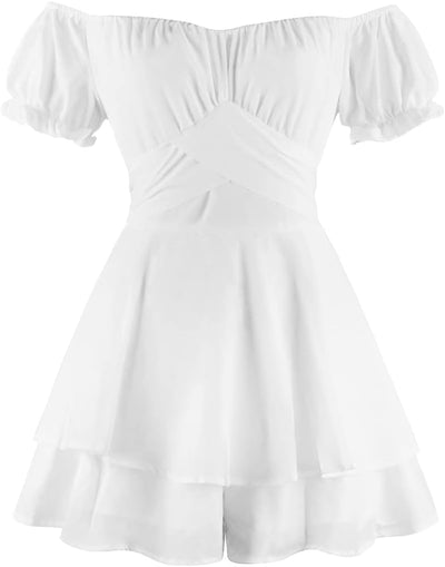 FYMNSI Damen Sommer Jumpsuit Elegant Schulterfrei Cocktail Party Festlich Overall Hosenanzug Playsui