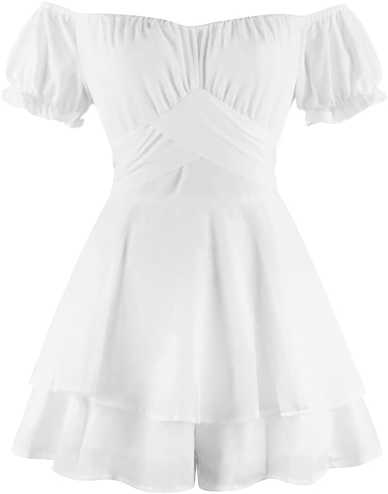 FYMNSI Damen Sommer Jumpsuit Elegant Schulterfrei Cocktail Party Festlich Overall Hosenanzug Playsui