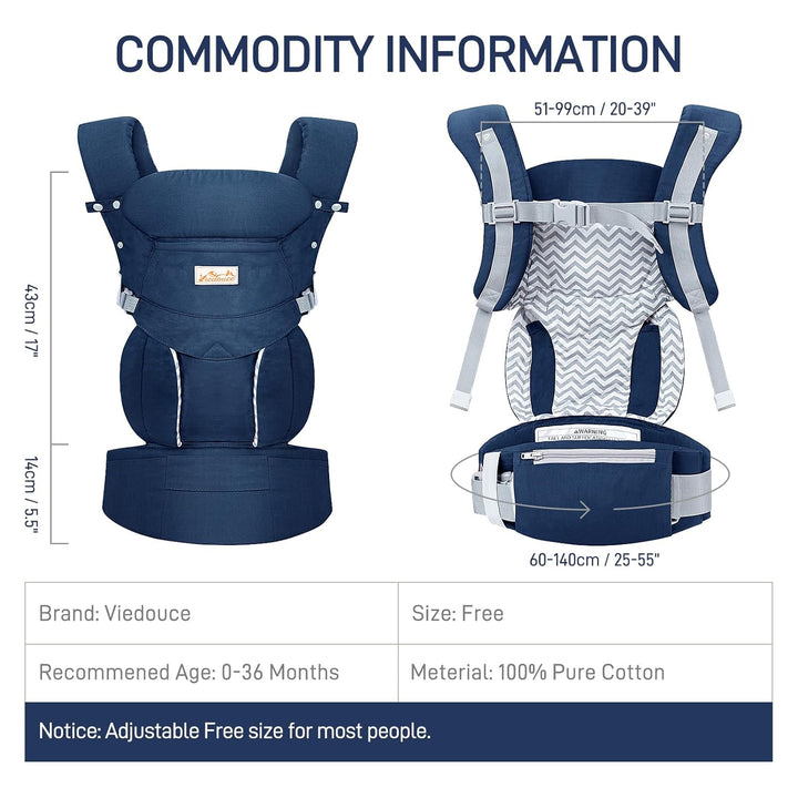 Viedouce Babytrage Neugeborene ab Geburt, Ergonomische Baby Trage Baumwolle Tragegurt mit Kopstütze