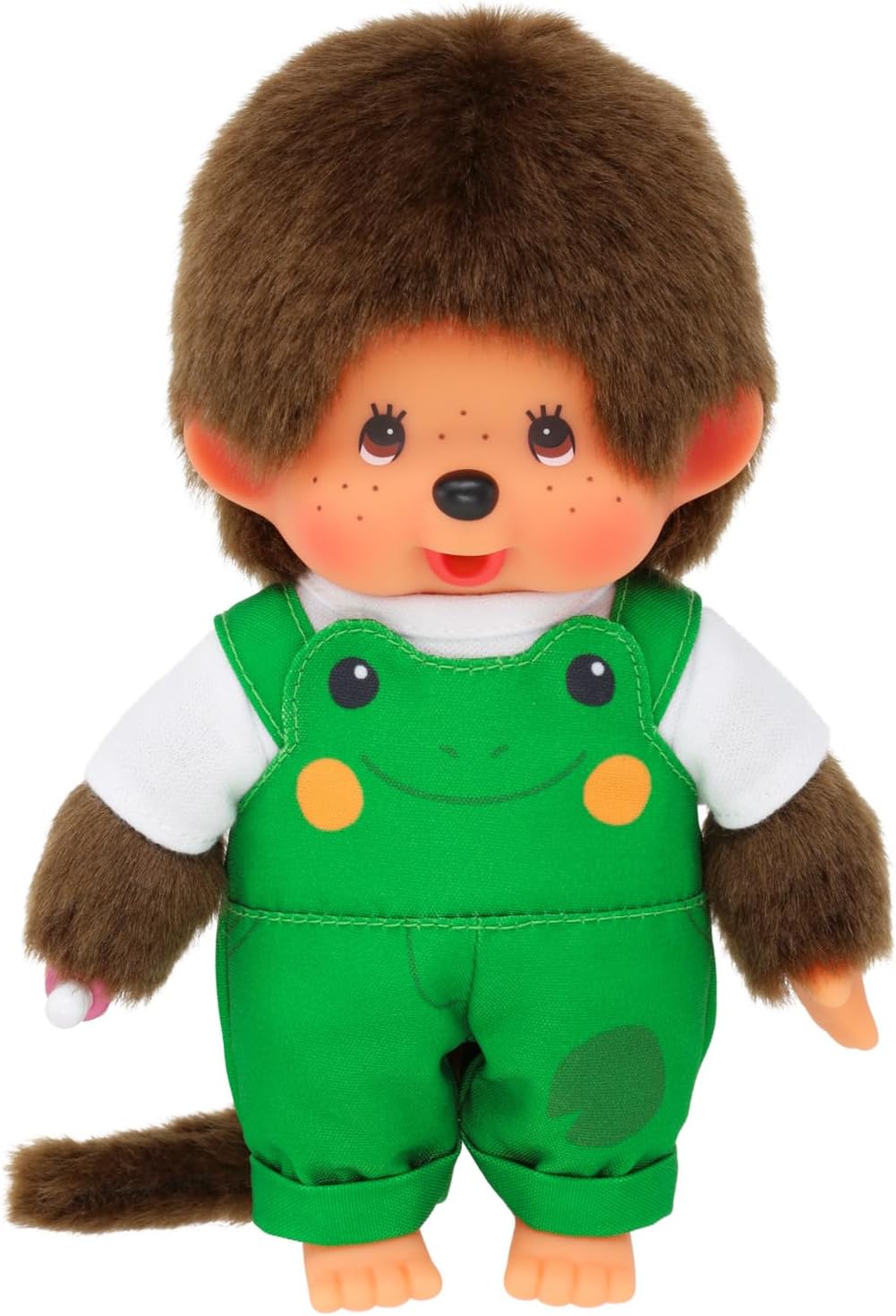 Sekiguchi 203871 - Original Monchhichi Junge mit Latzhose und Frosch-Motiv, ca. 20 cm grosses Kusche