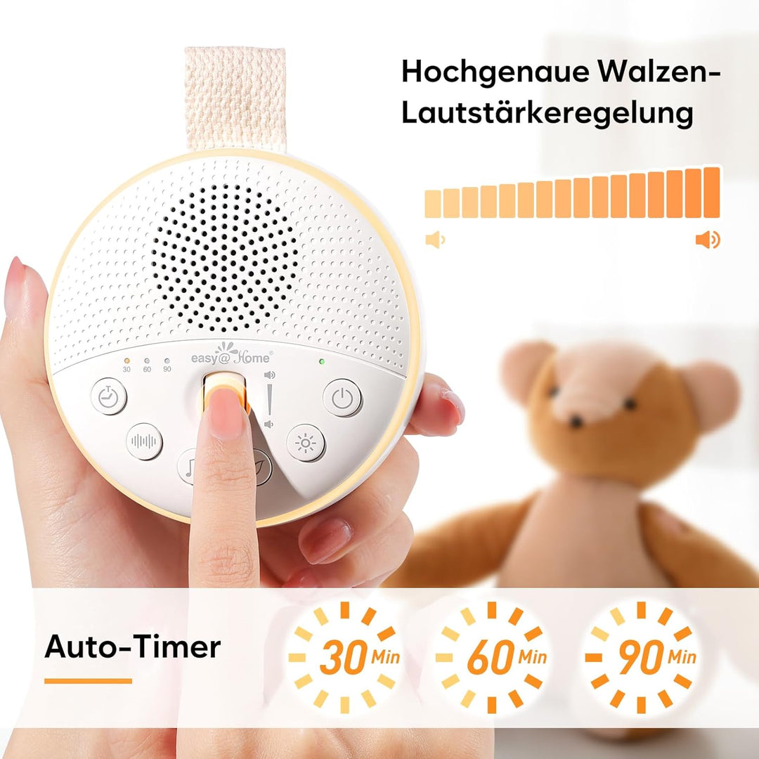 Easy@Home White Noise Maschine Baby - Tragbare Einschlafhilfe mit 34 beruhigenden Klängen Weisses Ra