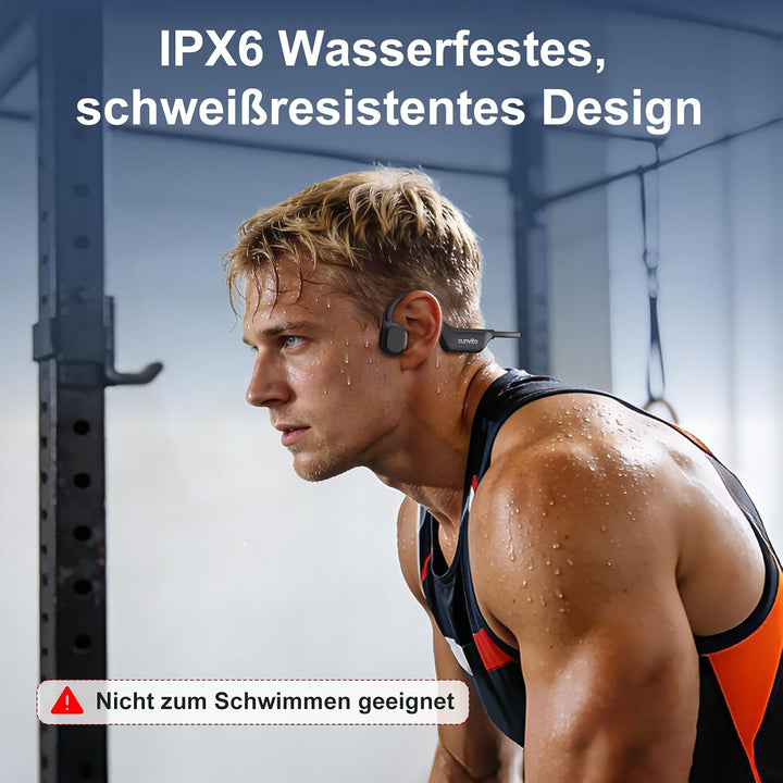 Knochenschall Kopfhörer Bluetooth 6.0, offene Bluetooth-Funkkopfhörer für Sport, wasserdichte, leich