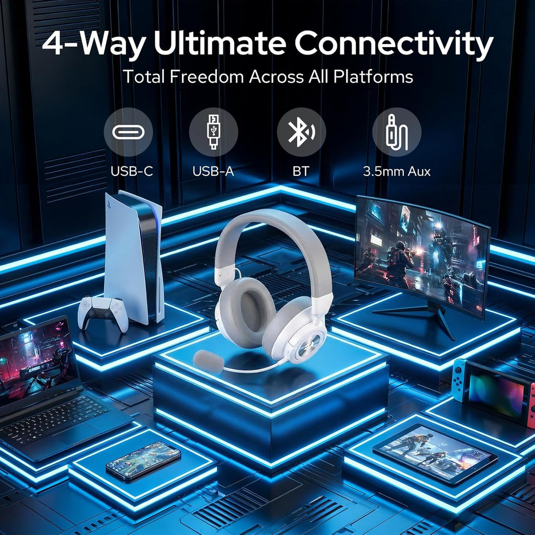 Redragon H889 Kabelloses Gaming-Headset 4-in-1 (2,4 GHz/BT/USB/3,5 mm), 51 h Akkulaufzeit, Laden wäh