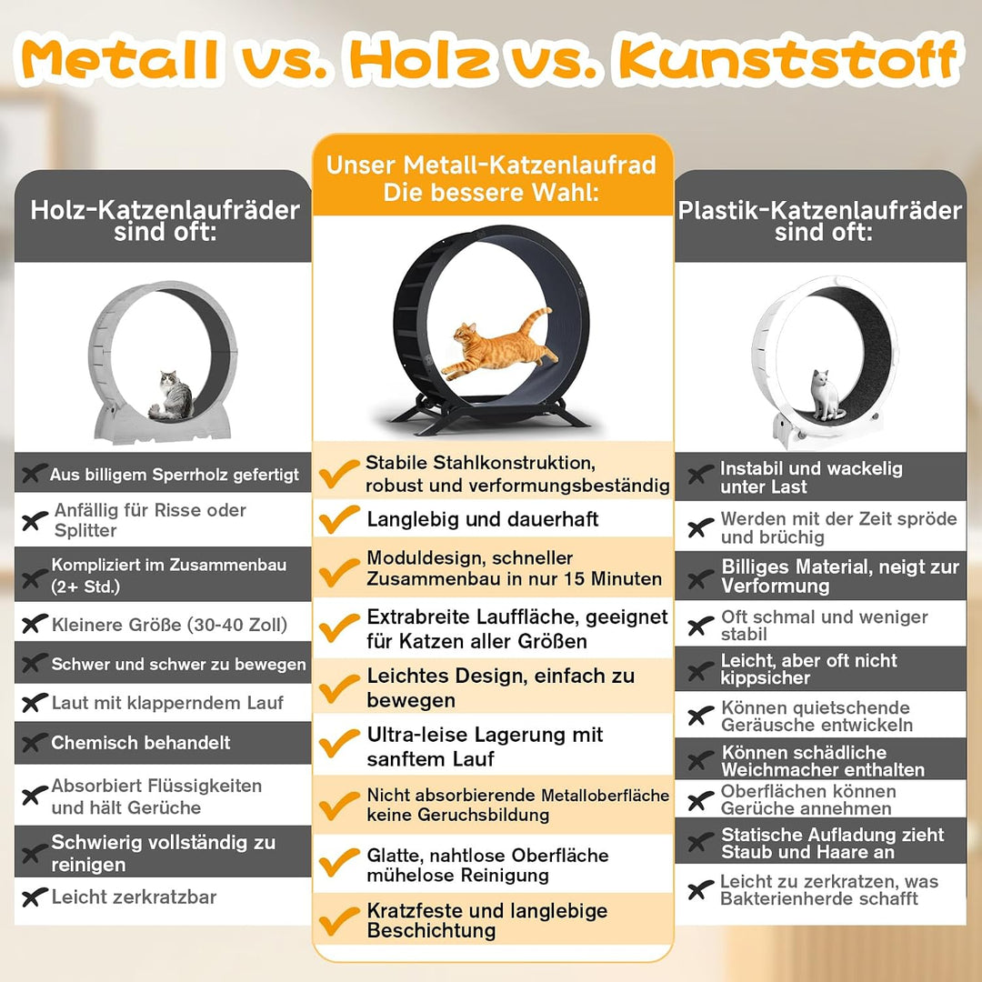 GTPLAYER Katzenlaufrad, laufrad Katze, Extra grosser 100 cm, ultraleises Laufrad mit Abnehmbarer Tep