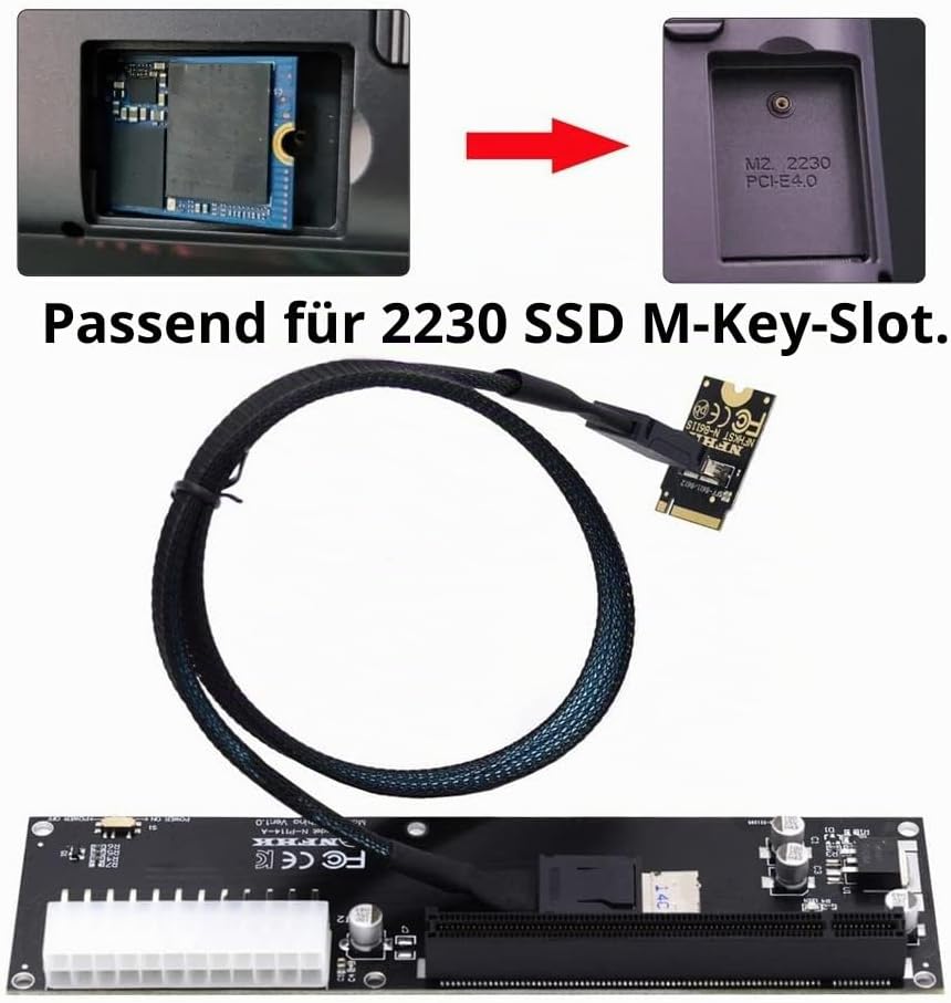 xiwai Oculink SFF-8611 Datenkabel, PCI-E 3.0 Karte - PCI Express M.2 M-Key auf SFF-8612 Host Adapter