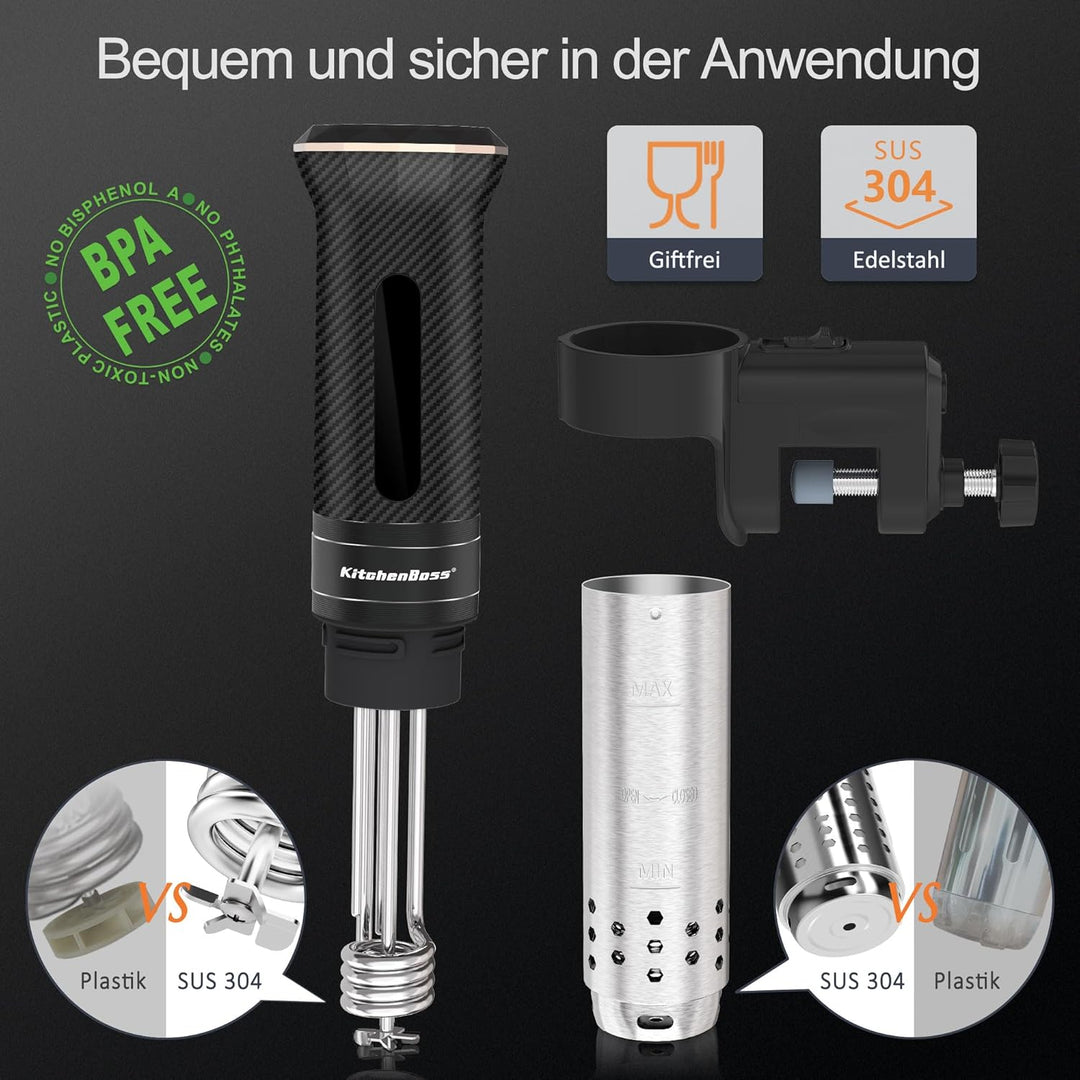 Sous Vide Garer Stick Präzisionskocher Präziser: KitchenBoss G300T Temperatureinstellung IPX7 Wasser