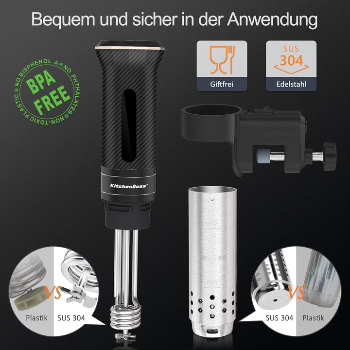 Sous Vide Garer Stick Präzisionskocher Präziser: KitchenBoss G300T Temperatureinstellung IPX7 Wasser