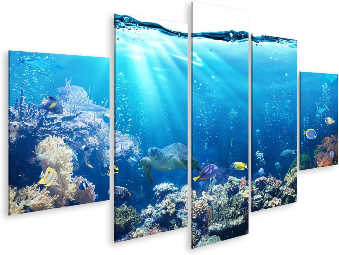 islandburner Bild auf Leinwand Unterwasser Szene Riff Und Tropischen Fischen Aquarium Bilder Wandbil