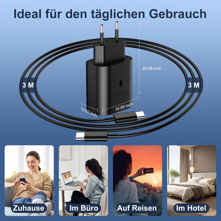 USB C Ladegerät 2er-Pack 25W Schnellladegerät Netzteil Ladekabel Type C Schnellladekabel Handy Steck