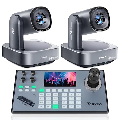 Tenveo 4K NDI PTZ-Kamera, AI Humanoid &amp; Face Auto-Tracking（VL20U4KN） KB200PRO PTZ Controller
