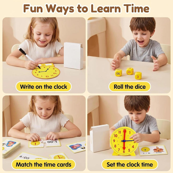 Lernuhr Kinder mit Abwischbare Schreibtafel und Kugelschreiber, B