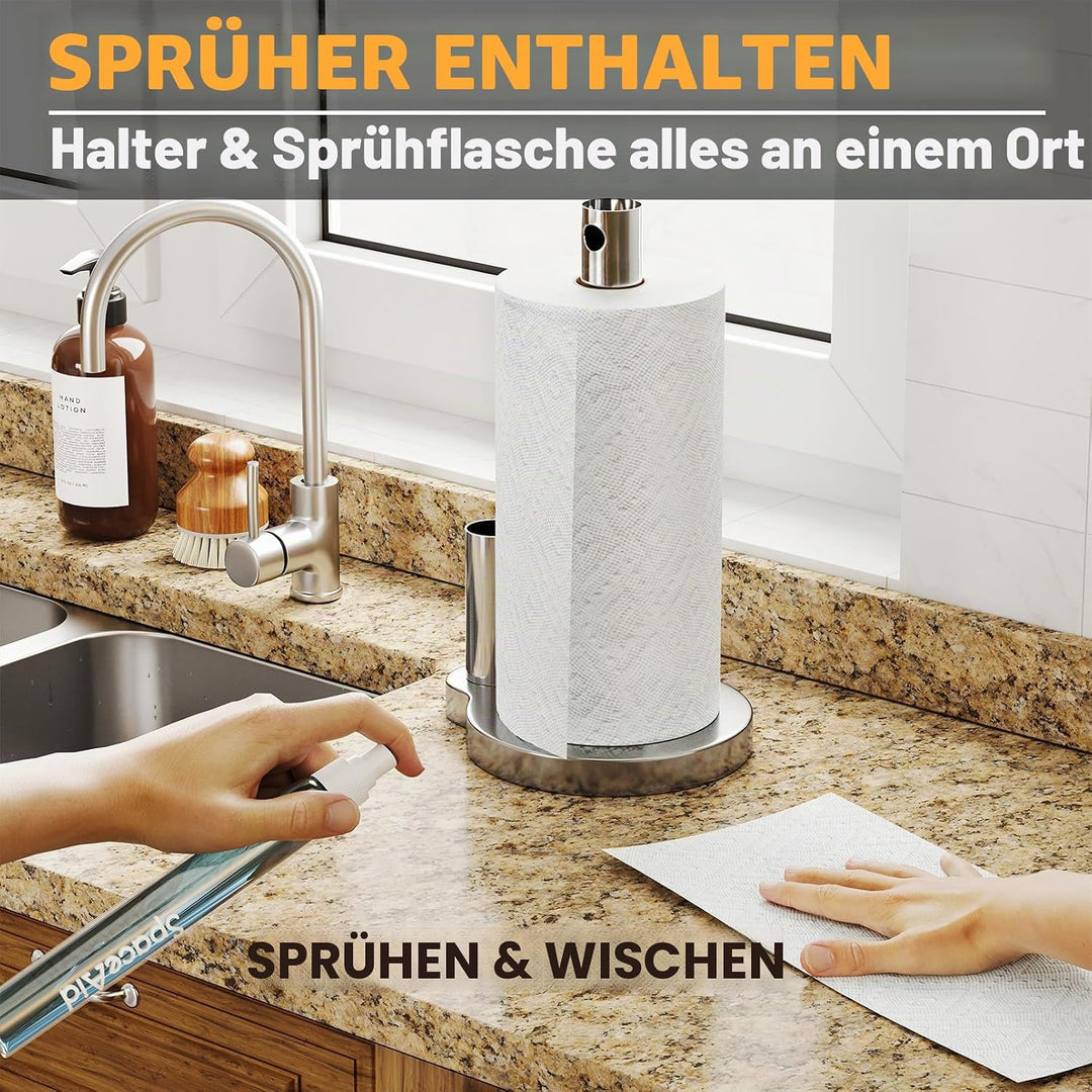 SpaceAid SprayNeat Papierhandtuchhalter mit Sprühflasche, Arbeitsplatte Papierhandtücher Spender Stä