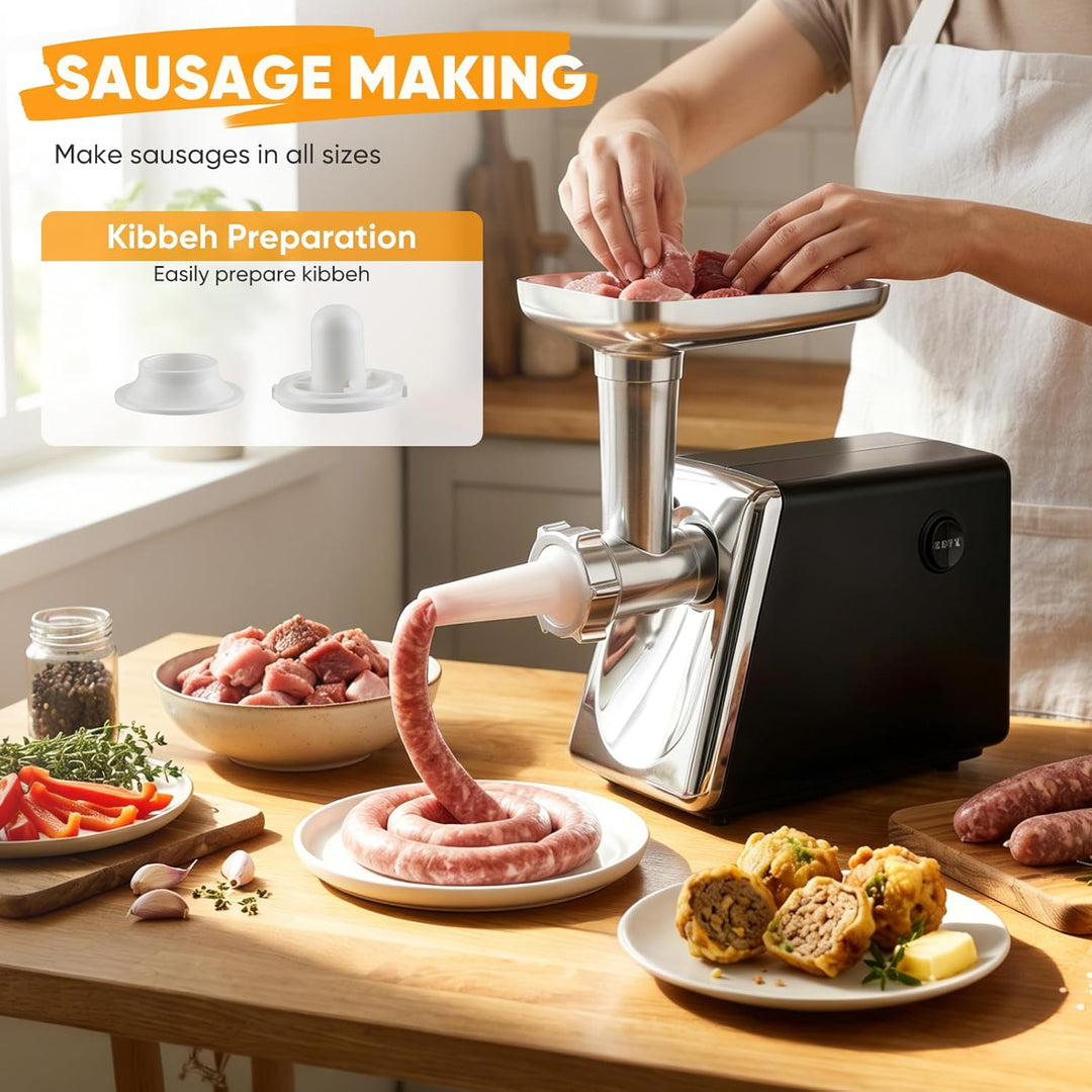 Fleischwolf Elektrisch 4 In 1 Für Fleisch,Wurst,Gemüse Käse,Leise & Überhitzungsschutz, Edelstahl &
