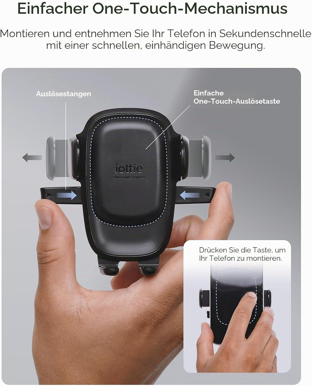 iOttie Easy One Touch 6 Universal-Kfz-Halterung für Armaturenbrett und Windschutzscheibe, Saugnapf,