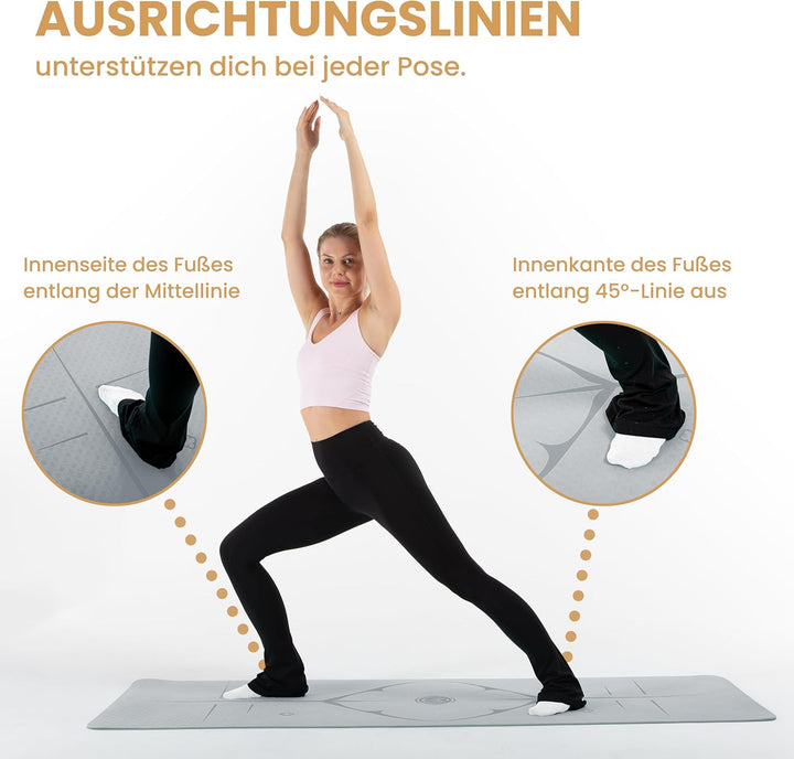 Yoga Matte – Rutschfeste Sportmatte in Deutschland entwickelt – 2 Komfort-Dicken – Formstabile Yogam