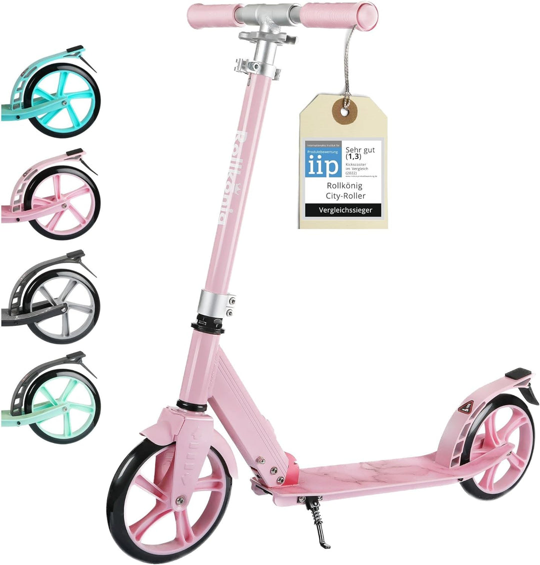Rollkönig ® Scooter für Kinder ab 5 Jahren I Der Faltbare City-Scooter mit grossen Rädern I Tret-Rol
