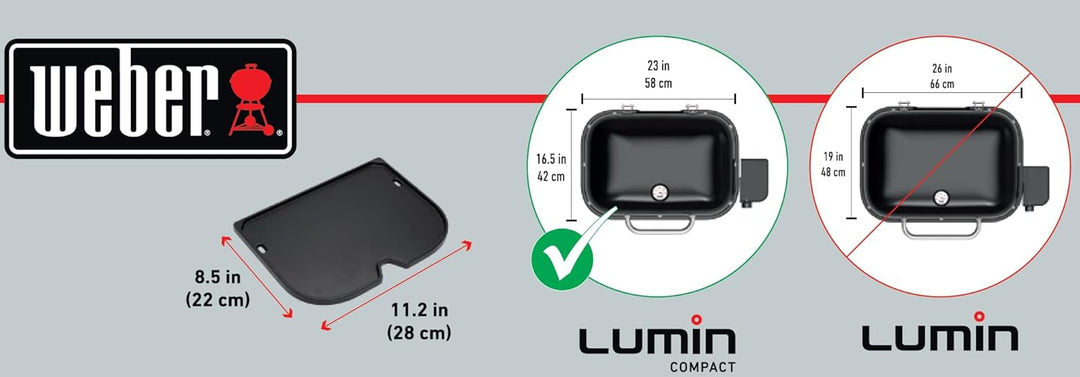 Weber Lumin Compact Elektrogrill-Platte/Porzellanemaillierte Gusseisen-Grillpfanne mit Antihaft-Ober