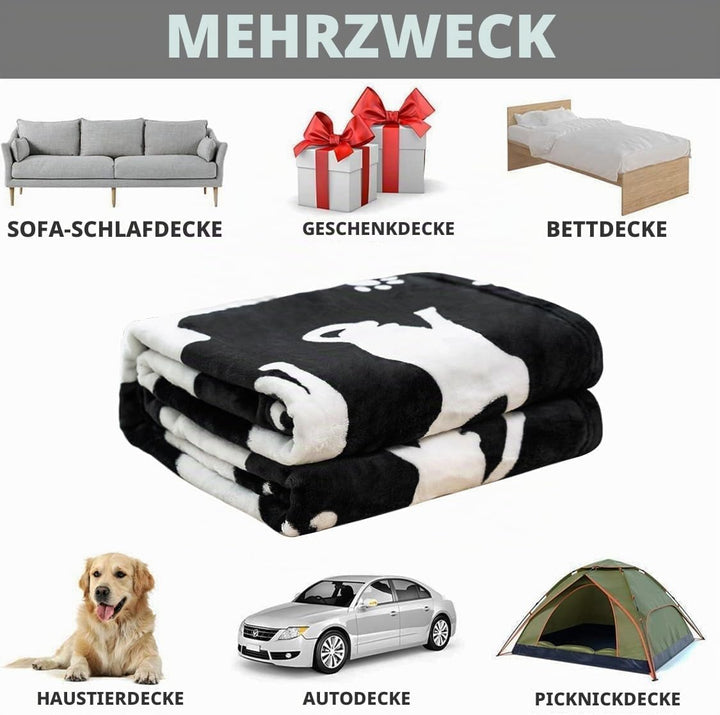 Katze Kuscheldecke für Kinder,Katzenmotiv Decke Kinder Weich Flauschig Fleecedecke Karikatur Einfach
