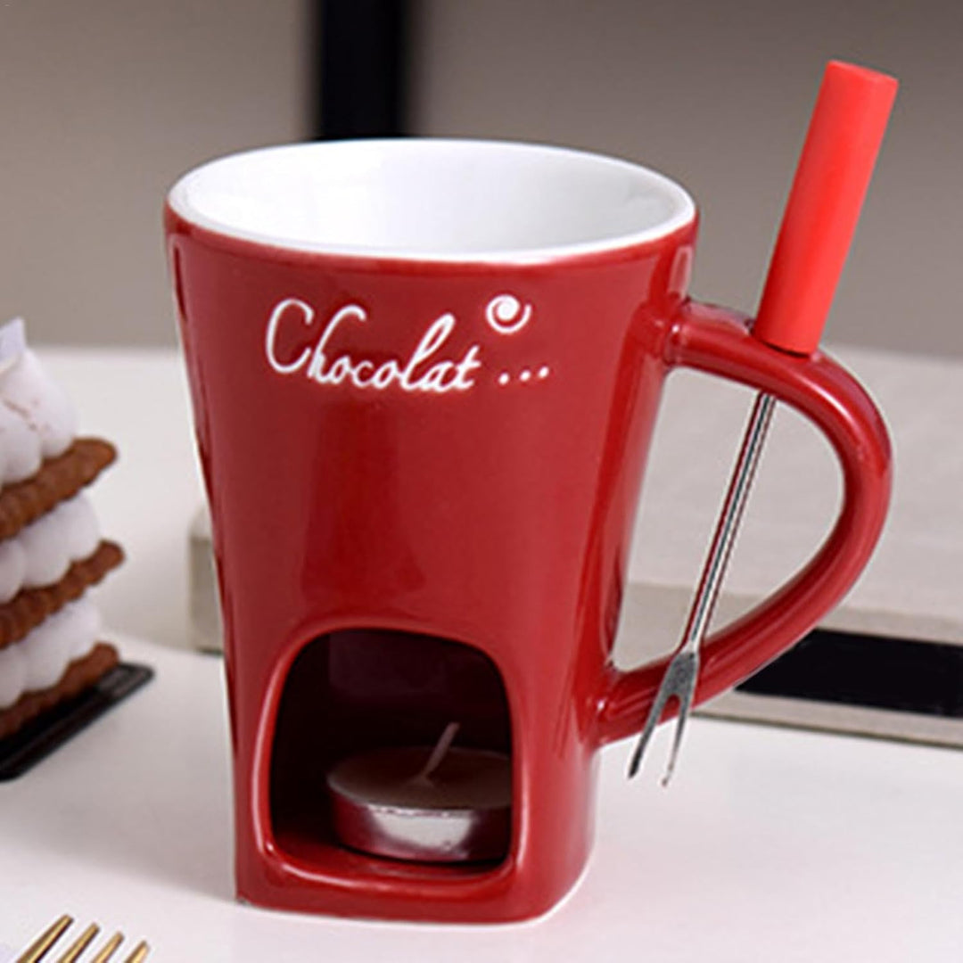 Generisch Schokoladen-Fondue-Becher-Set, Butter-Heiz-Fondue-Gabel | Hot Pot Keramik-Schmelzbecher Sc
