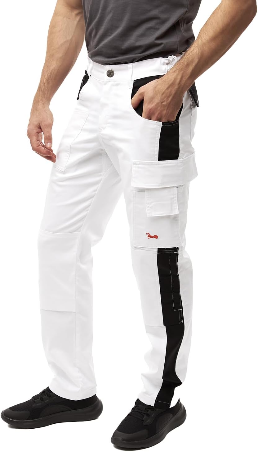 strongAnt Arbeitshose komplett Stretch Männer Berlin Pro Bundhose Schwarz Weiss Grau 46 Weiss-schwar