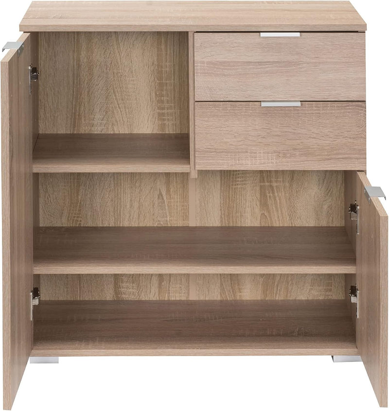 Casaria® Kommode mit 2 Türen 2 Schubladen 70x75x35cm Holz Modern spiegelbarer Aufbau Schlafzimmer Bü