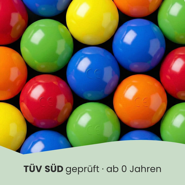 LittleTom 100 Bälle für Bällebad - 7cm Plastik Bälle Kinder Spielbälle - Babyball zum Greifen - Plas