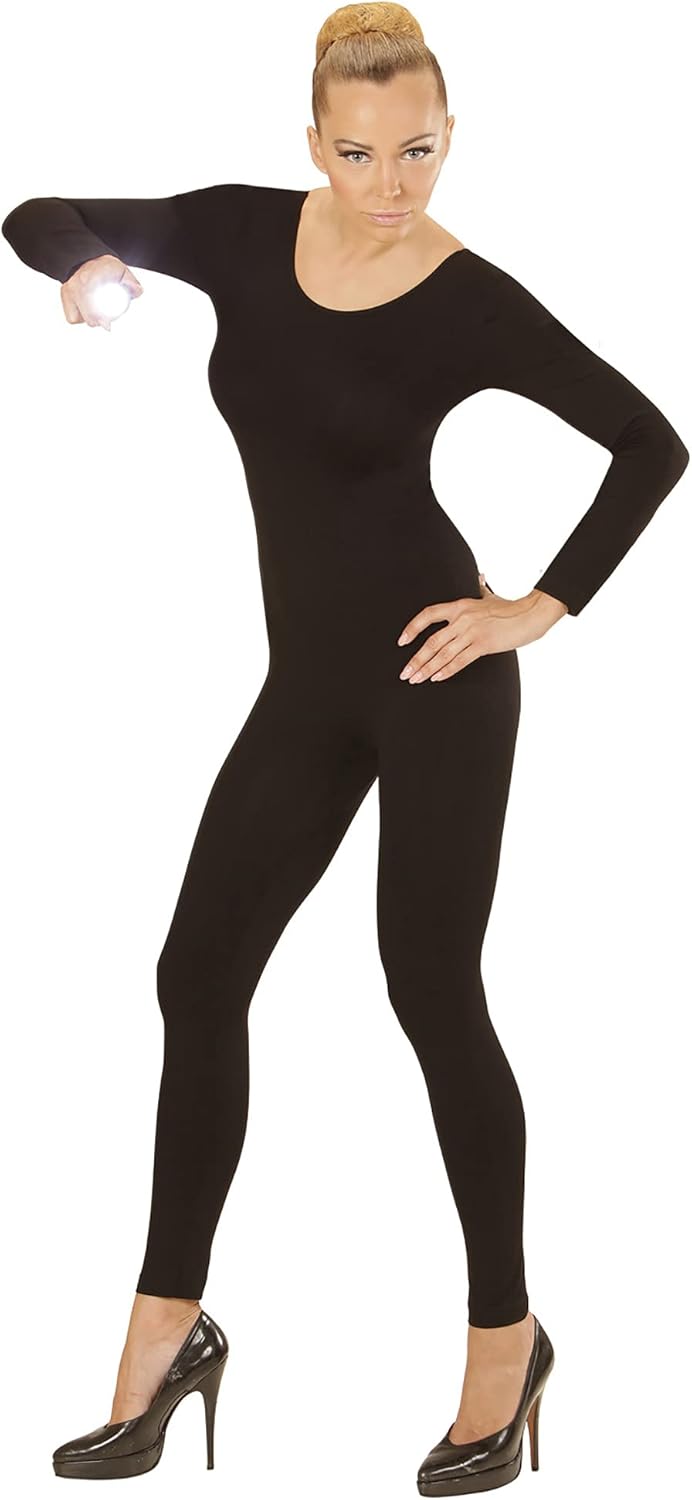 WIDMANN - Kostüm Body, langarm, Overall, Karneval, Mottoparty S-L Schwarz, S-L Schwarz