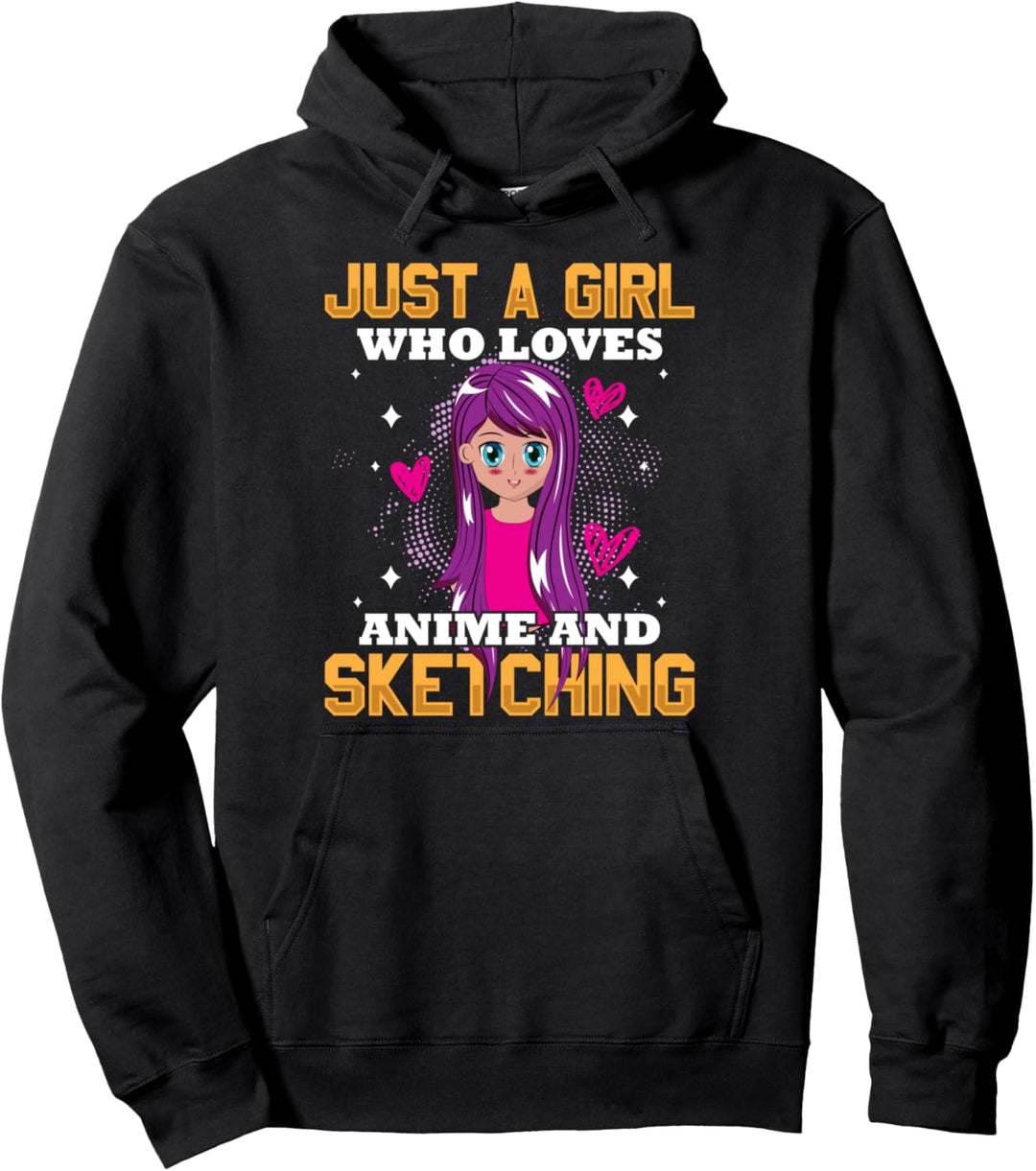 Nur ein Mädchen, das Anime und Skizzieren liebt Pullover Hoodie