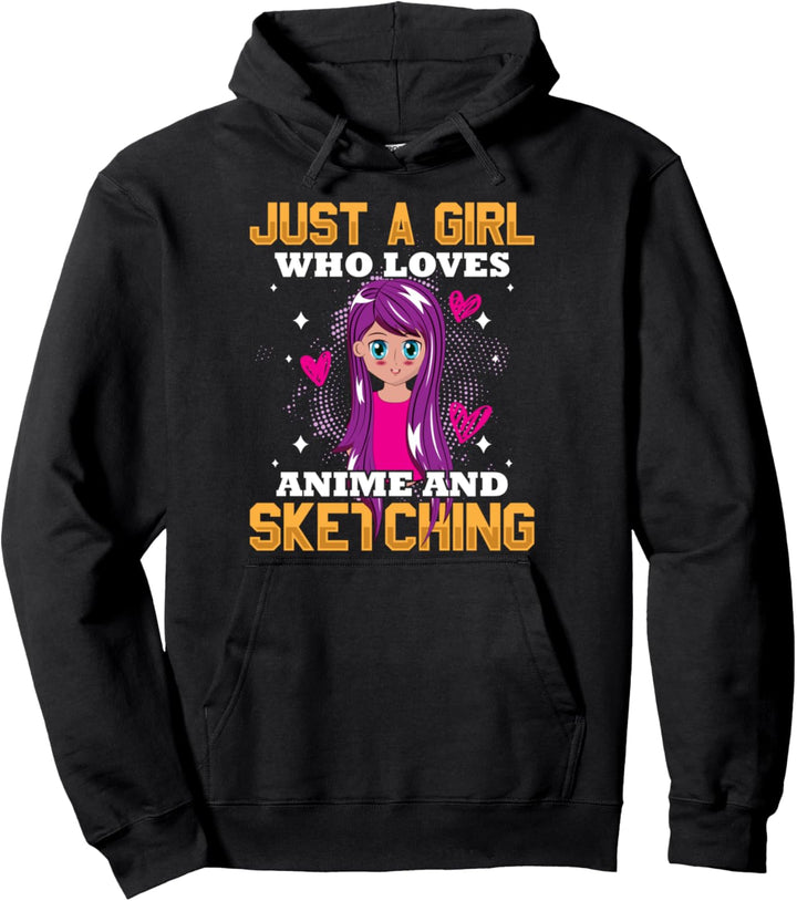 Nur ein Mädchen, das Anime und Skizzieren liebt Pullover Hoodie