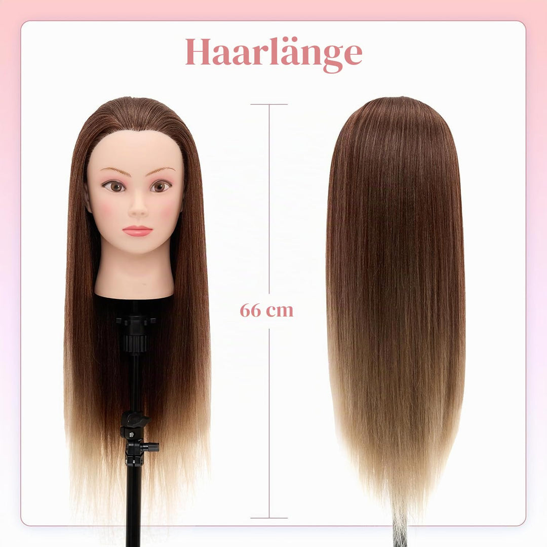 Neverland Frisierkopf Friseur Echthaar Übungskopf Friseurkopf Trainingsköpfe für Kinder (26” Ombre B