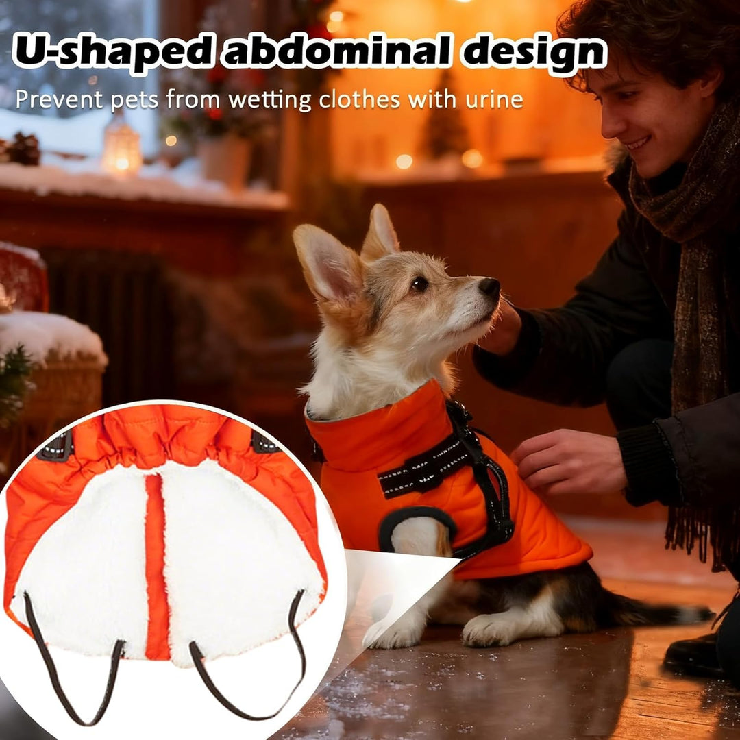 Hundemantel Winter mit Geschirr Einstellbar, ZoneYan Wasserdicht & Warm Hundemantel für Kleine Hunde
