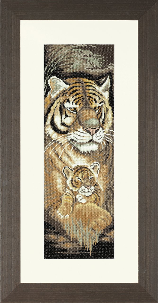 LANARTE PN Zählmusterpackung Tiger Mutter & Welpe Zählstoff Kreuzstichpackung, Baumwolle, Mehrfarbig