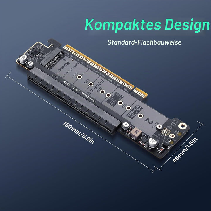 SinLoon PCIe 5.0 X16 Erweiterungskarte, PCIe Bifurcation Riser Card, Teilt X16 Slot in X8+X4+X4, Unt