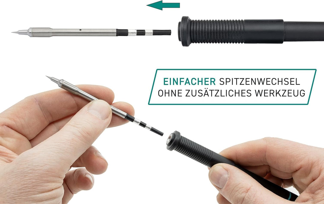 QUICK TS8 digital regelbare ESD Lötstation 150 Watt inkl. Lötkolben mit 0,1 mm Rapid-Kartuschen-Löts