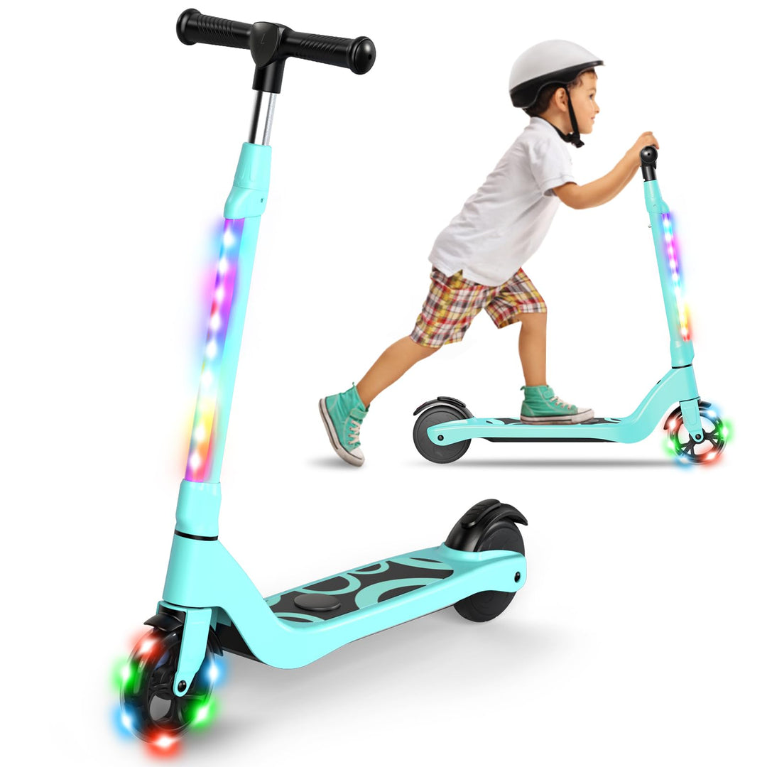 SISIGAD E Scooter Kinder für 6-12 Jahre, E Roller Kinder 5.3 Zoll Kinderroller mit Blinkende LED-Leu