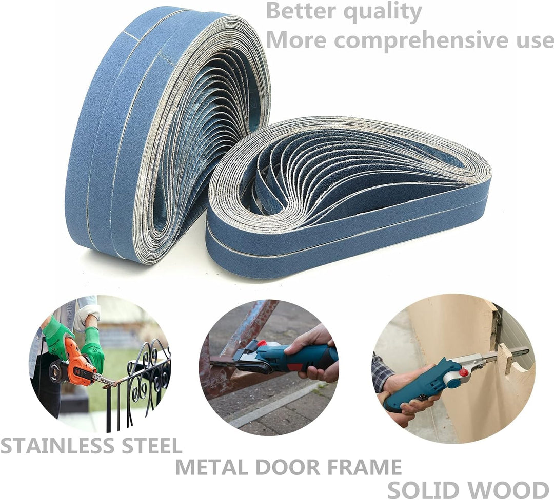 60 Stück Beruf Schleifband Set,Zirkoniumkorund Schleifbänder 13 x457 mm.je10 Stück Körnung（60/80/100