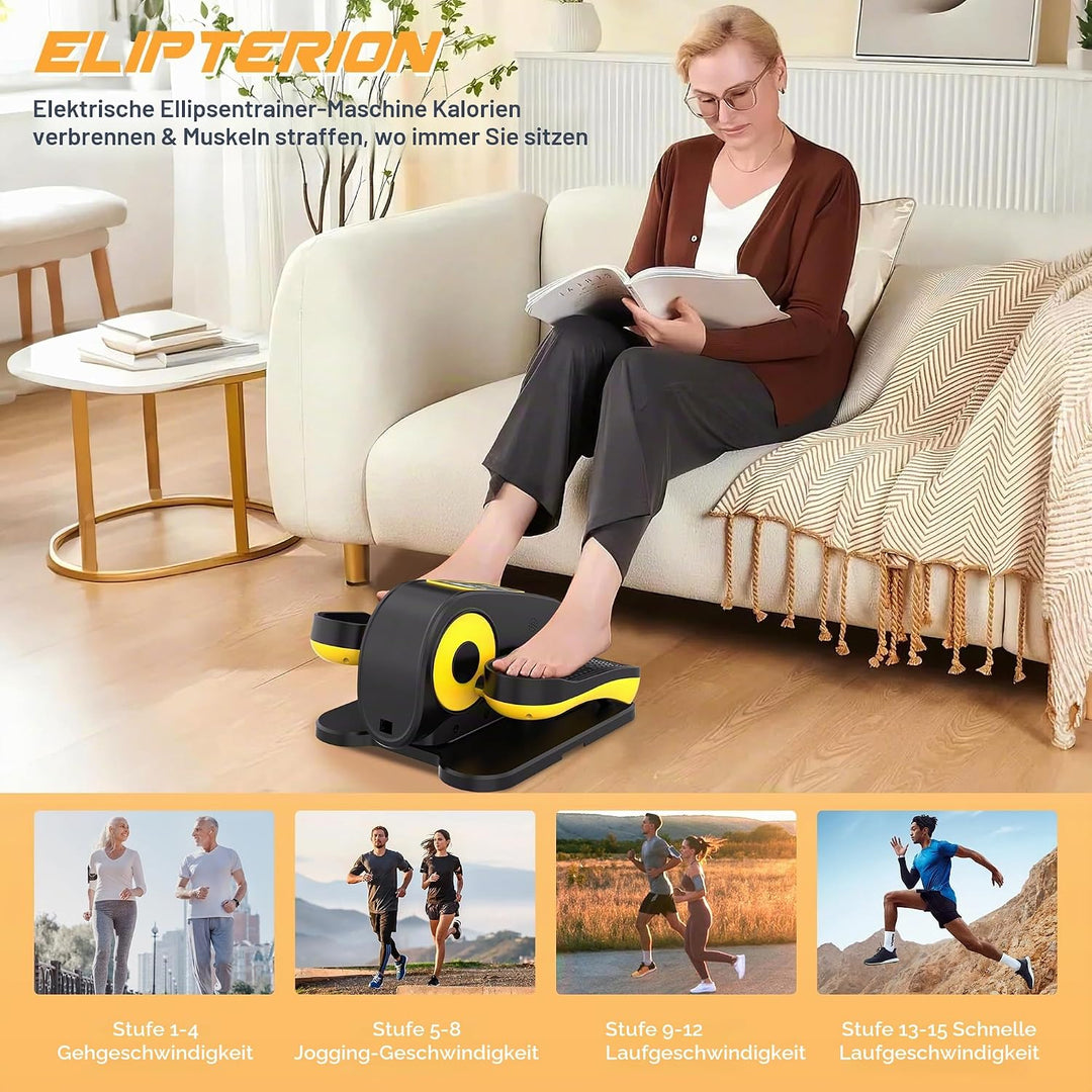 Ellipsentrainer Unter dem Schreibtisch, Elektrischer Pedaltrainer für Senioren, Leise & Tragbar, 15