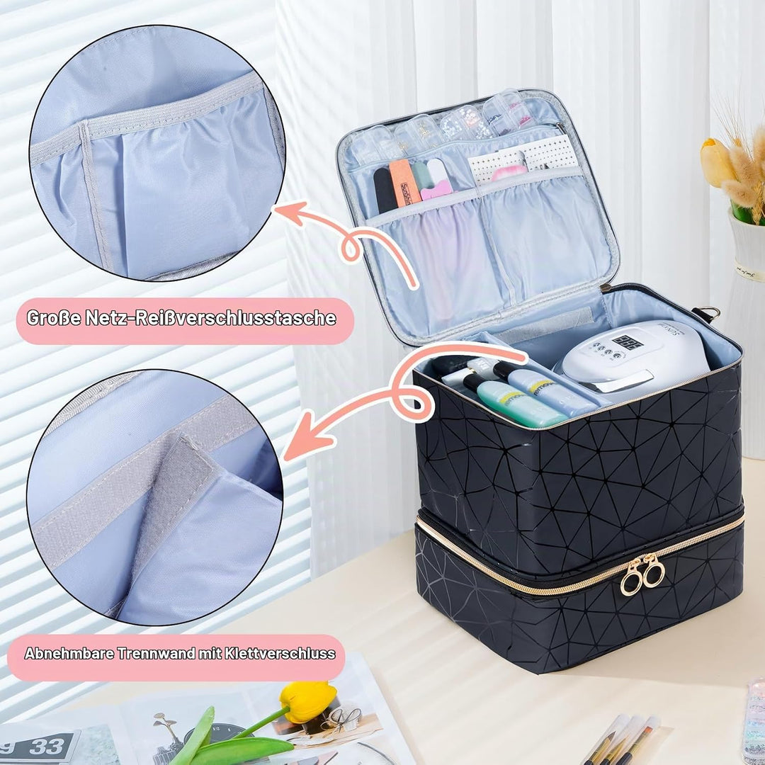 Uross Nagellack Organizer für 30 Nagellackflaschen und 1 LED-Nagellampe, Nagellack Aufbewahrung Tasc