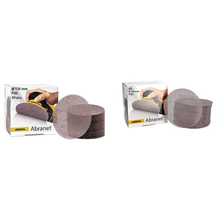 Mirka Abranet Schleifgitter Ø 125mm Klett/Korn P80 / 50 STK / 5423205080, Braun Abranet Netz-Schleif