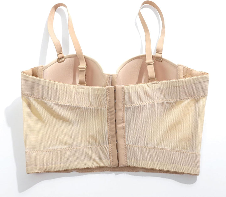 Woboren Damen Korsett Bustier BH Dessous Tank Top Trägertop Crop Top Corsage Schlanke Weste Beige XS