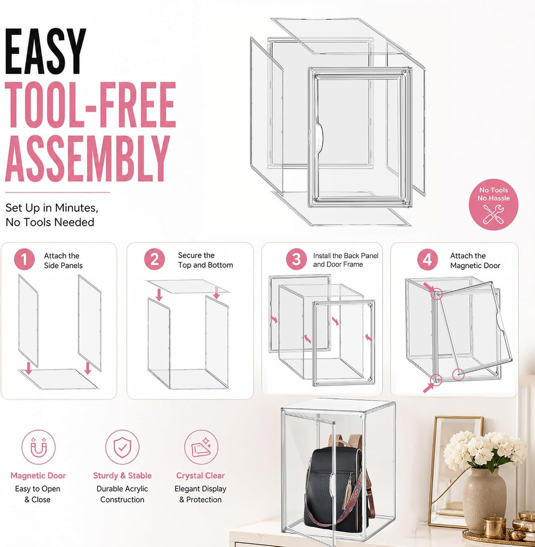 Stapelbare hohe Stiefel Schuh Aufbewahrung Boxen, Acryl Display Case Transparent Plastik Stapelbare